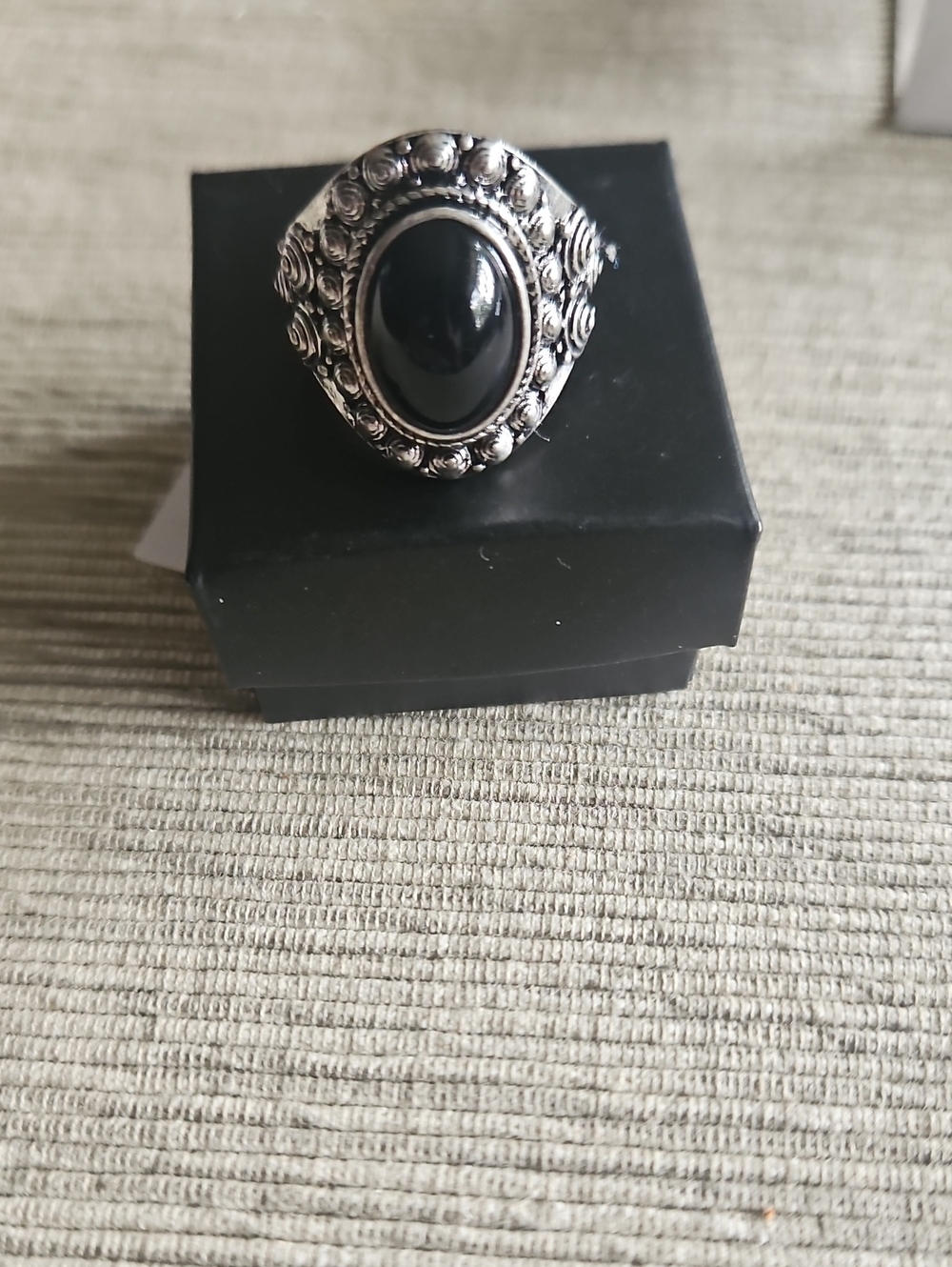 4 For $10 Avon Boho Eclipse Onyx Silver-Tone Statement Ring